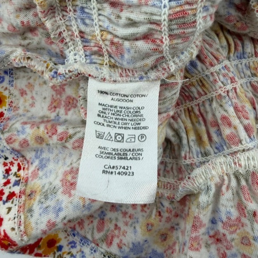 LOFT Outlet Womens Multicolor Floral Smocked Off Shoulder Puff Sleeve Top Size S - Picture 4 of 6